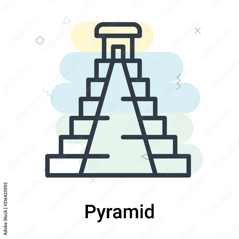 Pyramid icon vector sign and symbol isolated on white background, Pyramid logo concept Pyramid icon vector sign and symbol isolated on white background, Pyramid logo concept