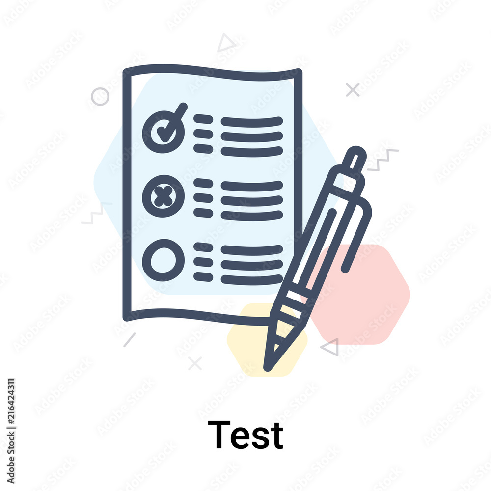 Test icon vector sign and symbol isolated on white background, Test logo concept Test icon vector sign and symbol isolated on white background, Test logo concept