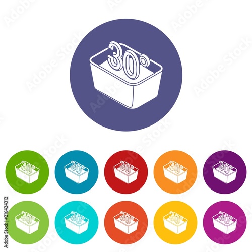 Hand wash 30 degrees celsius icons color set vector for any web design on white background