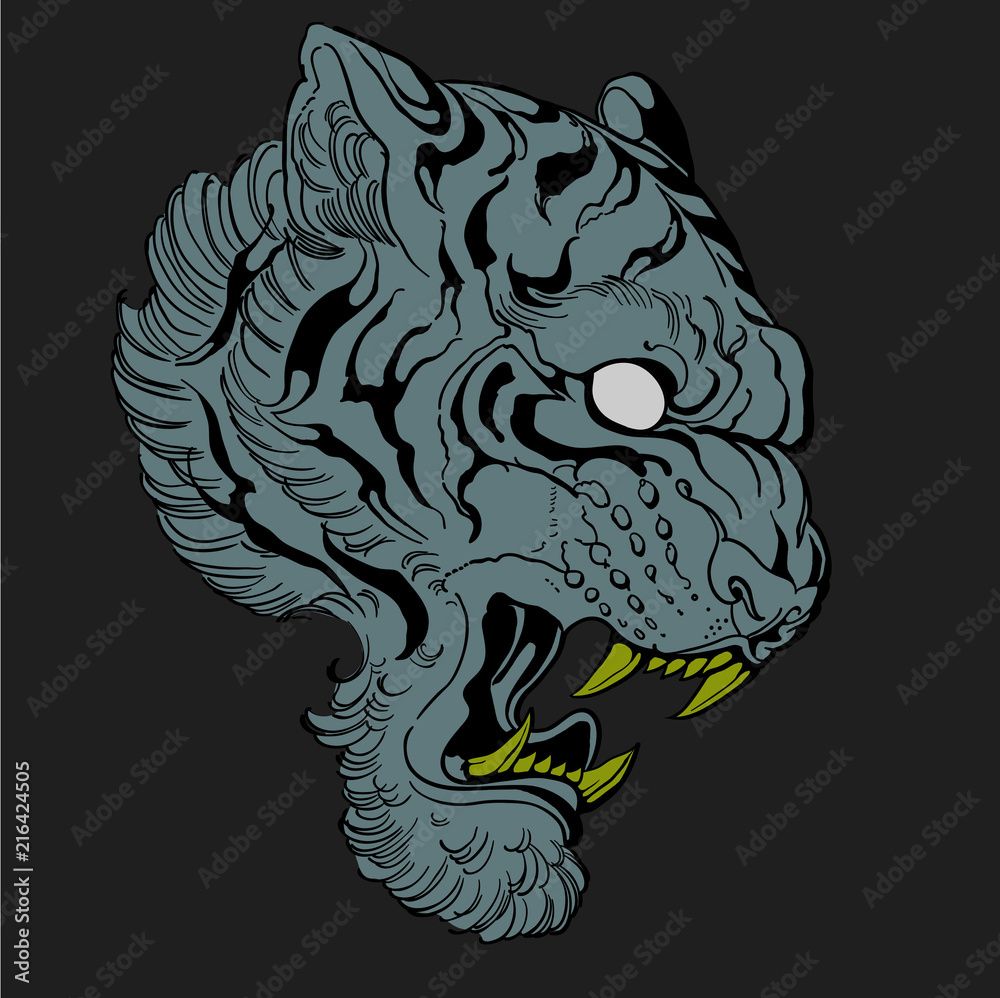 Premium Vector  Head gold tiger illustration vector art drawing