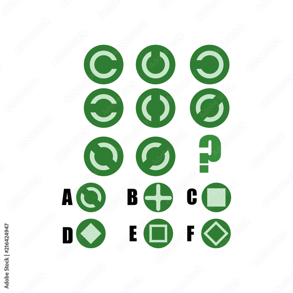 IQ test. Choose correct answer. Logical task, educational game for kids. development of logic, iq. Task game what comes next, Vector illustration IQ test. Choose correct answer. Logical task, educational game for kids. development of logic, iq. Task game what comes next, Vector illustration