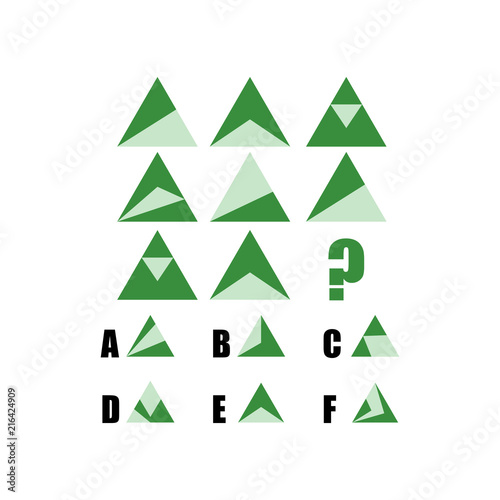 IQ test. Choose correct answer. Logical task, educational game for kids. development of logic, iq. Task game what comes next, Vector illustration