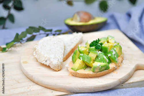 sliced bread with avocado