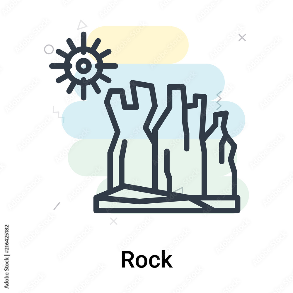 Rock icon vector sign and symbol isolated on white background, Rock logo concept Rock icon vector sign and symbol isolated on white background, Rock logo concept