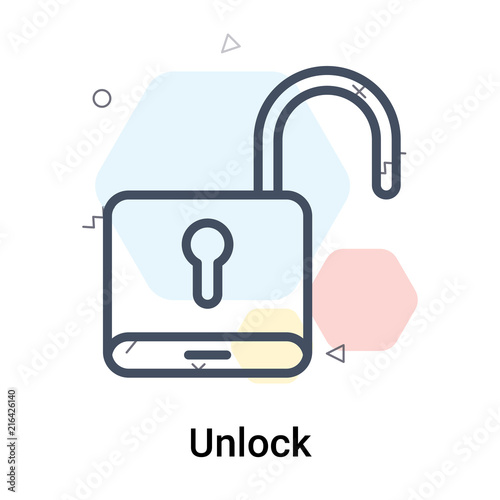 Unlock icon vector sign and symbol isolated on white background, Unlock logo concept