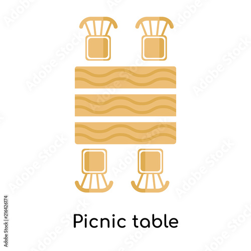 Picnic table icon vector sign and symbol isolated on white background, Picnic table logo concept