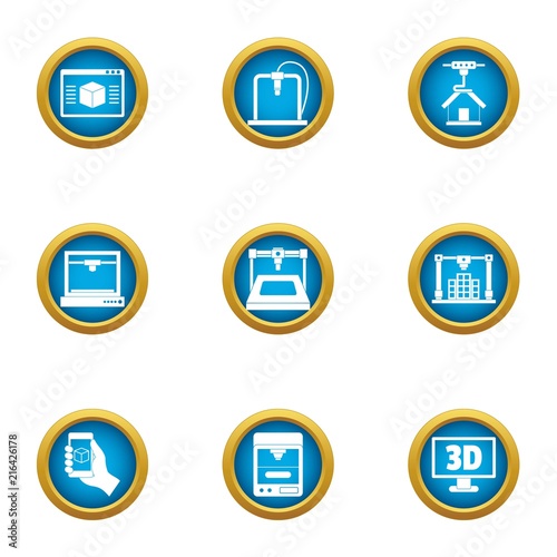 Telescreen icons set. Flat set of 9 telescreen vector icons for web isolated on white background photo
