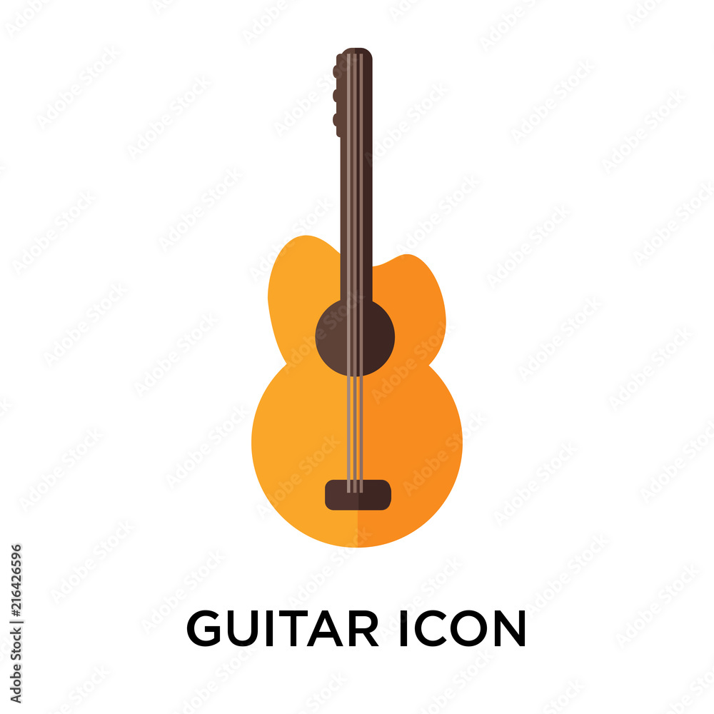 Guitar icon vector sign and symbol isolated on white background, Guitar logo concept