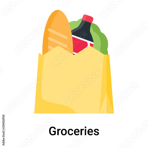 Groceries icon vector sign and symbol isolated on white background, Groceries logo concept