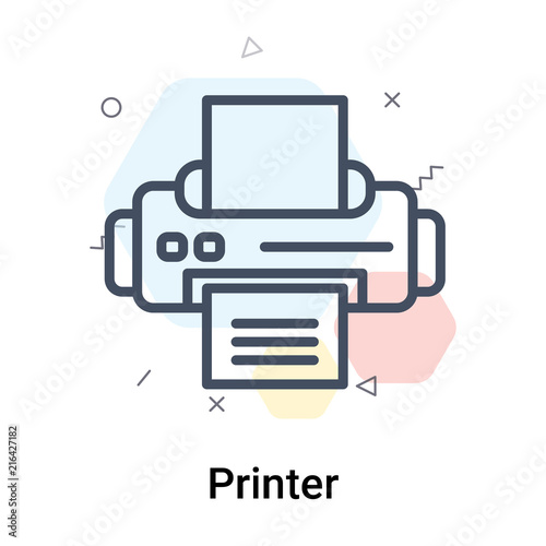 Printer icon vector sign and symbol isolated on white background, Printer logo concept