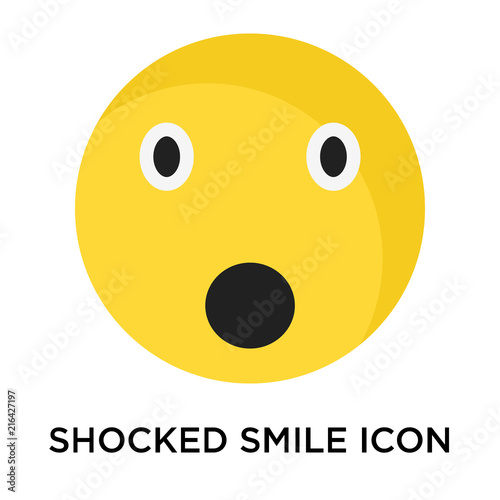 Shocked smile icon vector sign and symbol isolated on white background, Shocked smile logo concept