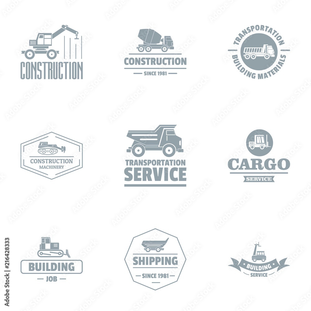 Cargo renovation logo set. Simple set of 9 cargo renovation vector logo for web isolated on white background