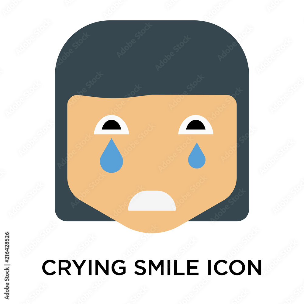Crying smile icon vector sign and symbol isolated on white background, Crying smile logo concept