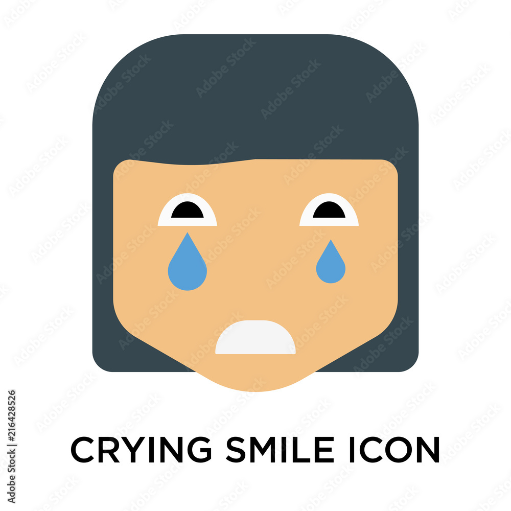 Crying smile icon vector sign and symbol isolated on white background, Crying smile logo concept Crying smile icon vector sign and symbol isolated on white background, Crying smile logo concept