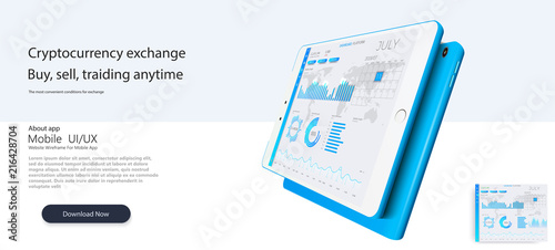 Web site template. Forex market, news and analysis. Binary option. Application screen for trading. Candles and indicators. HUD UI for business app. Futuristic virtual user interface. Vector EPS10