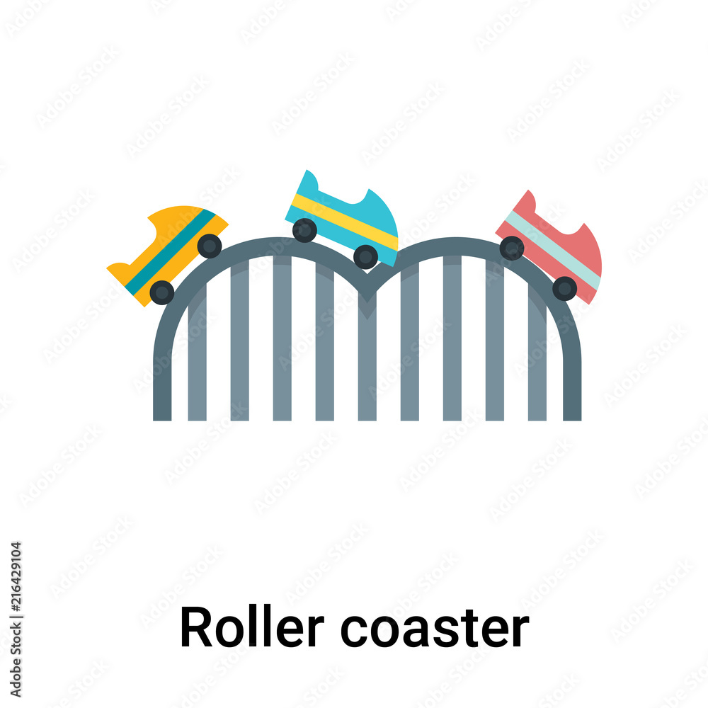 Roller coaster icon vector sign and symbol isolated on white background