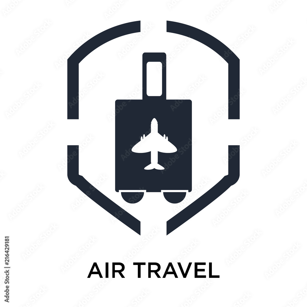 Fototapeta premium Air travel insurance icon vector sign and symbol isolated on white background, Air travel insurance logo concept