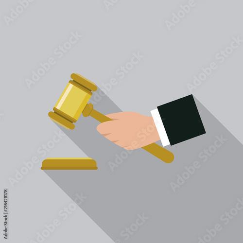 Hammer judge hand icon. Flat illustration of hammer judge hand vector icon for web design