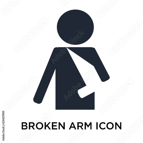 Broken arm icon vector sign and symbol isolated on white background, Broken arm logo concept