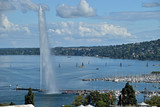 Geyser and lake view in Geneva
