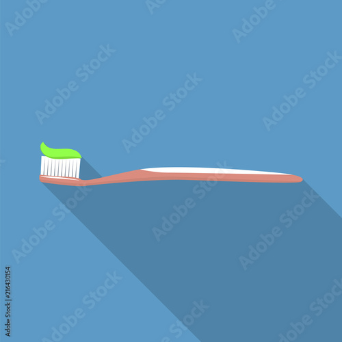 Toothbrush with paste icon. Flat illustration of toothbrush with paste vector icon for web design