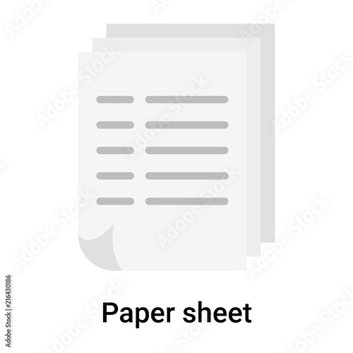 Paper sheet icon vector sign and symbol isolated on white background, Paper sheet logo concept © VectorGalaxy