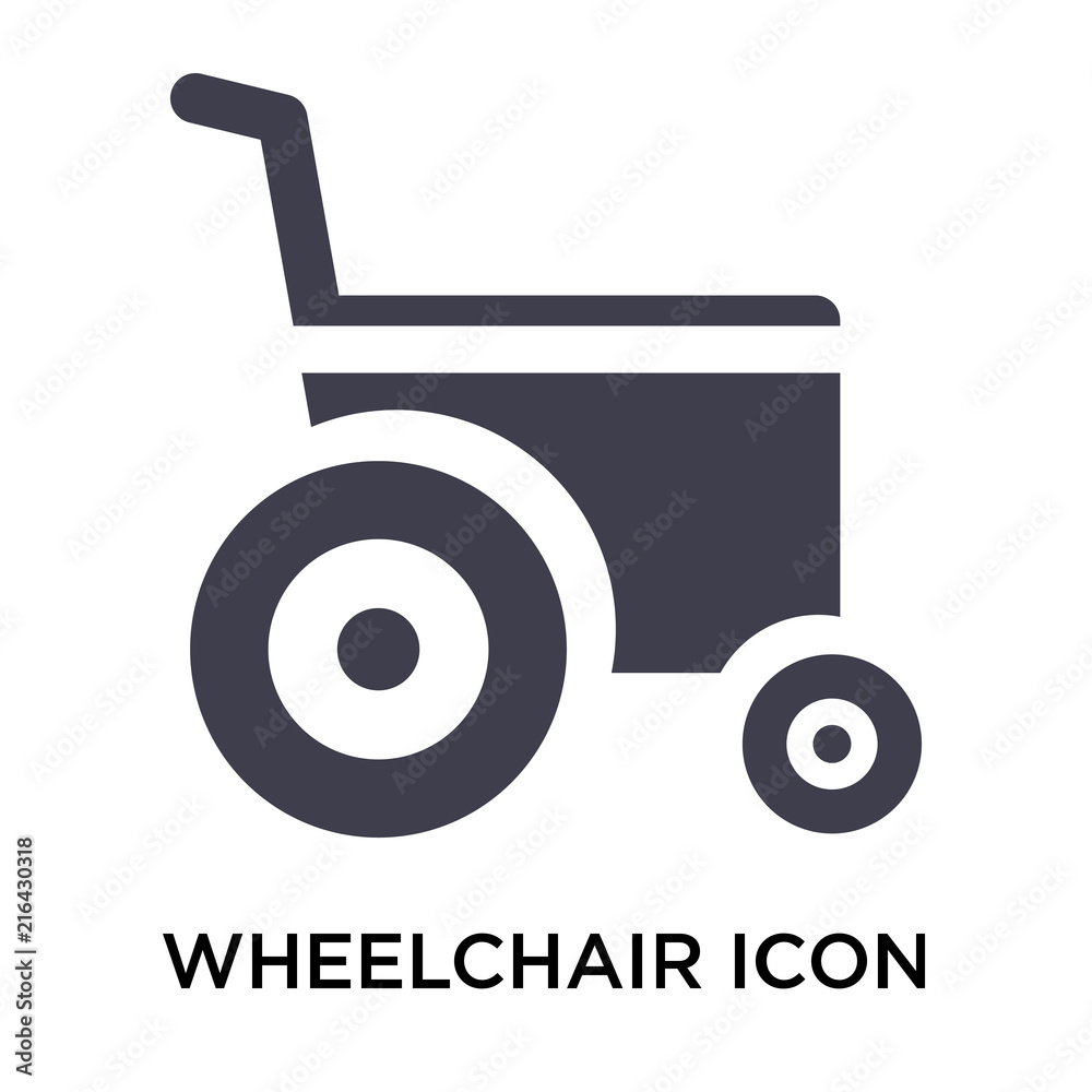 Wheelchair icon vector sign and symbol isolated on white background, Wheelchair logo concept Wheelchair icon vector sign and symbol isolated on white background, Wheelchair logo concept