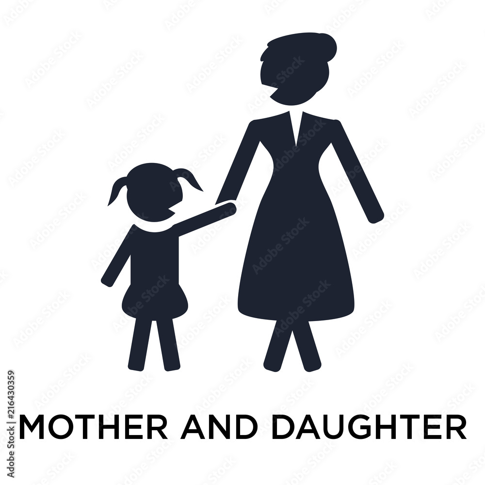 Mother and Daughter icon vector sign and symbol isolated on white background, Mother and Daughter logo concept