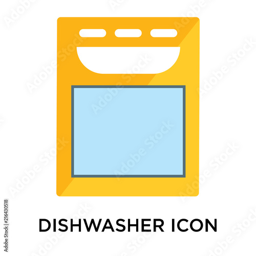 Dishwasher icon vector sign and symbol isolated on white background, Dishwasher logo concept