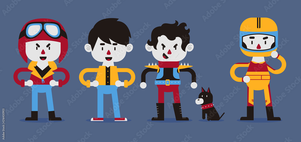 Rad Character in Various Outfits