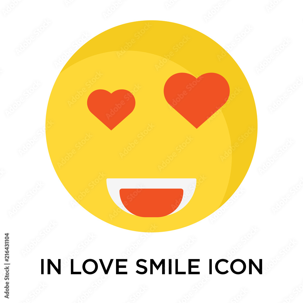In love smile icon vector sign and symbol isolated on white background, In love smile logo concept In love smile icon vector sign and symbol isolated on white background, In love smile logo concept