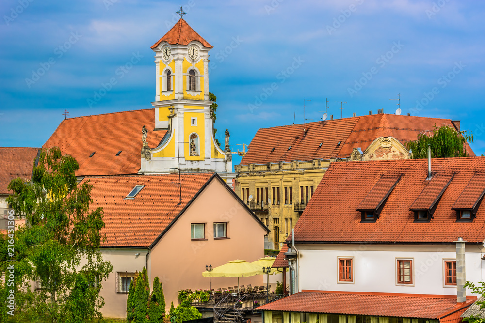 Fototapeta premium Varazdin Croatia baroque architecture. / Scenic view at medieval baroque architecture in Varazdin town, Northern Croatia.