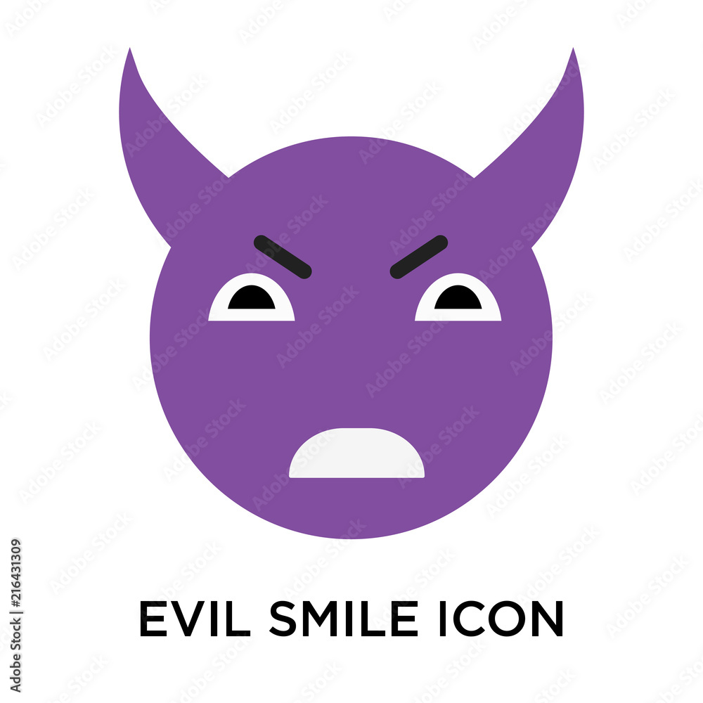 Evil smile icon vector sign and symbol isolated on white background, Evil smile logo concept Evil smile icon vector sign and symbol isolated on white background, Evil smile logo concept