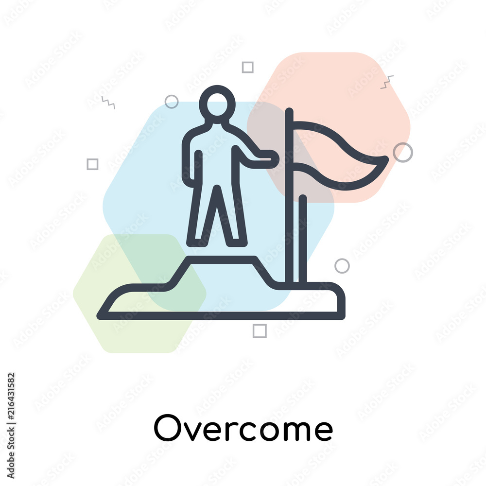 Overcome icon vector sign and symbol isolated on white background, Overcome logo concept Overcome icon vector sign and symbol isolated on white background, Overcome logo concept