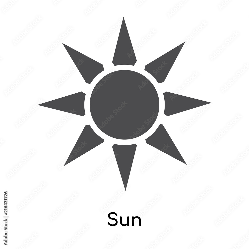 Sun icon vector sign and symbol isolated on white background, Sun logo concept Sun icon vector sign and symbol isolated on white background, Sun logo concept