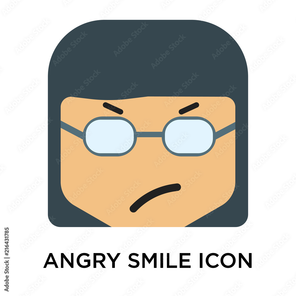 Angry smile icon vector sign and symbol isolated on white background, Angry smile logo concept Angry smile icon vector sign and symbol isolated on white background, Angry smile logo concept