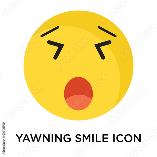 Yawning smile icon vector sign and symbol isolated on white background, Yawning smile logo concept