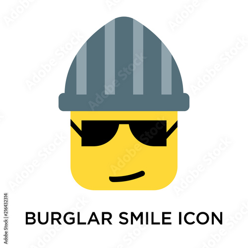Burglar smile icon vector sign and symbol isolated on white background, Burglar smile logo concept