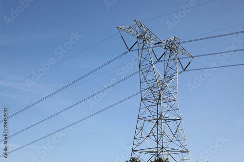 The high voltage pole in blue sky