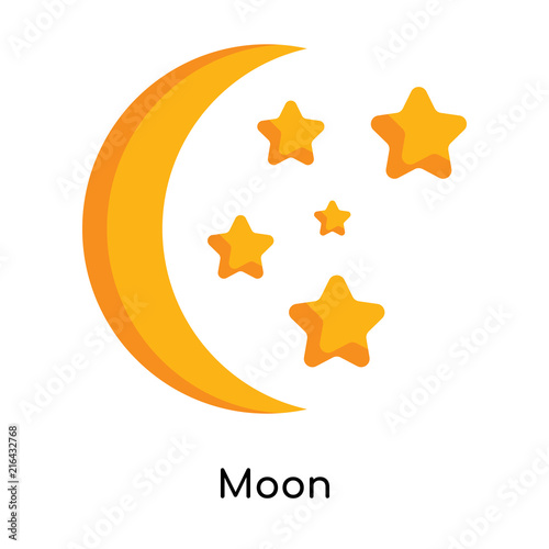 Moon icon vector sign and symbol isolated on white background  Moon logo concept
