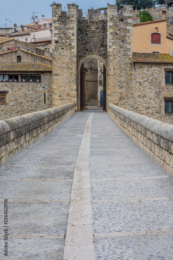Medieval bridge of Besalu. Gerona. Spain