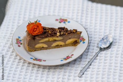 Banana cake with rose