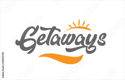 getaways black hand writing word text typography design logo icon photo