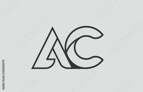 black and white alphabet letter ac a c logo combination