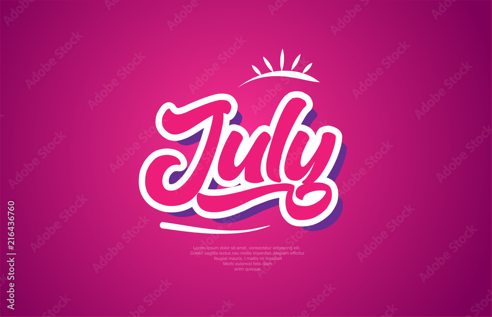 july word text typography pink design icon july word text typography pink design icon