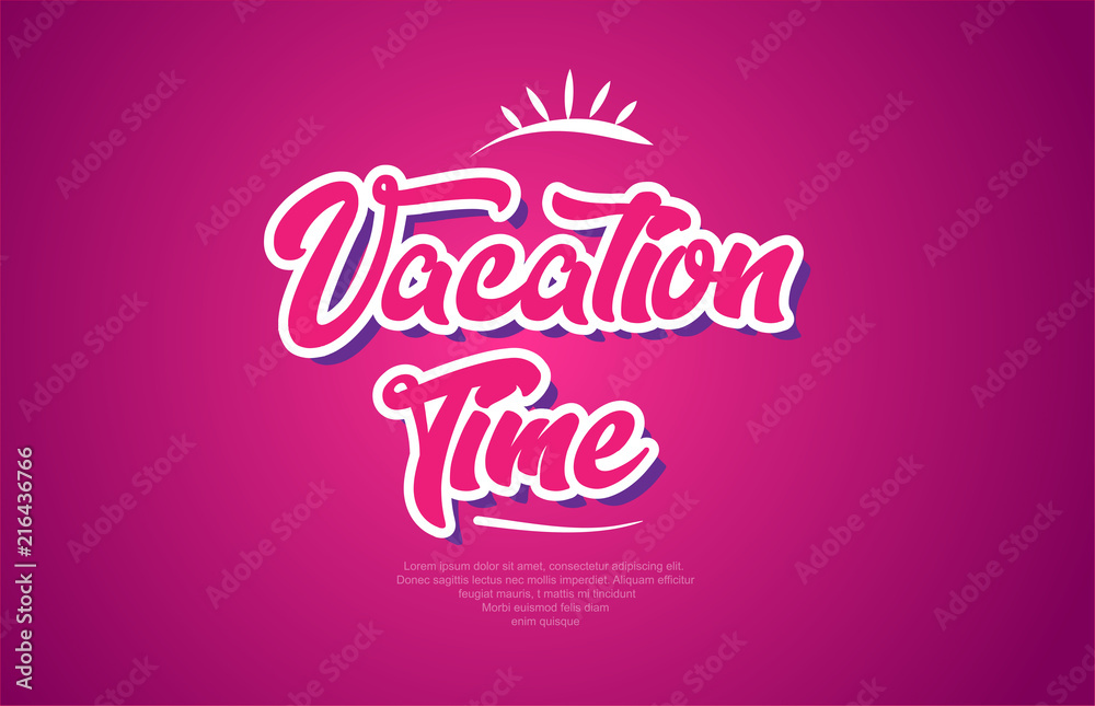 vacation time word text typography pink design icon vacation time word text typography pink design icon