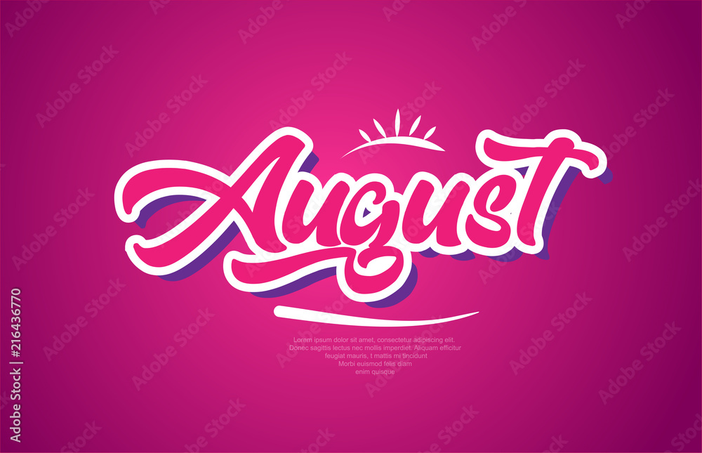 august word text typography pink design icon august word text typography pink design icon