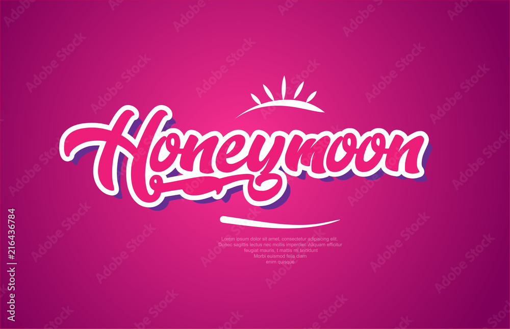 honeymoon word text typography pink design icon