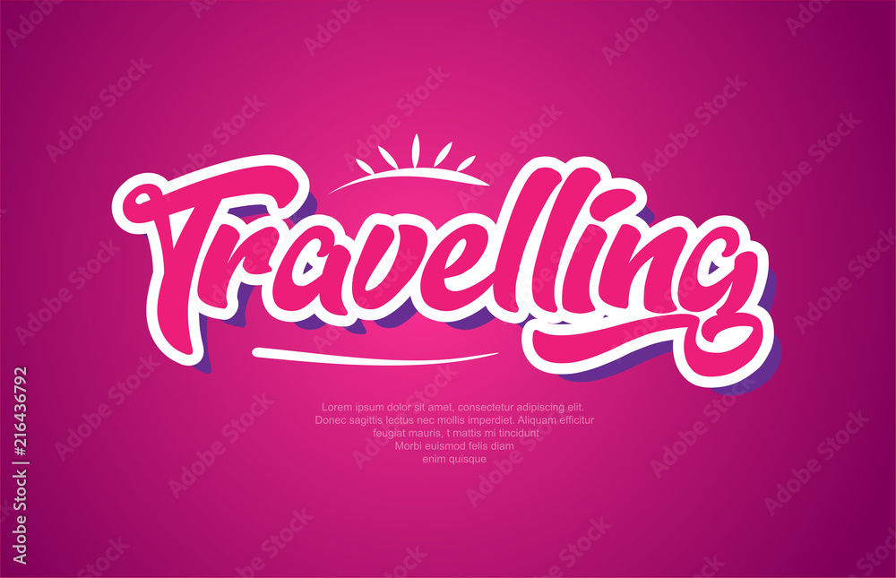travelling word text typography pink design icon