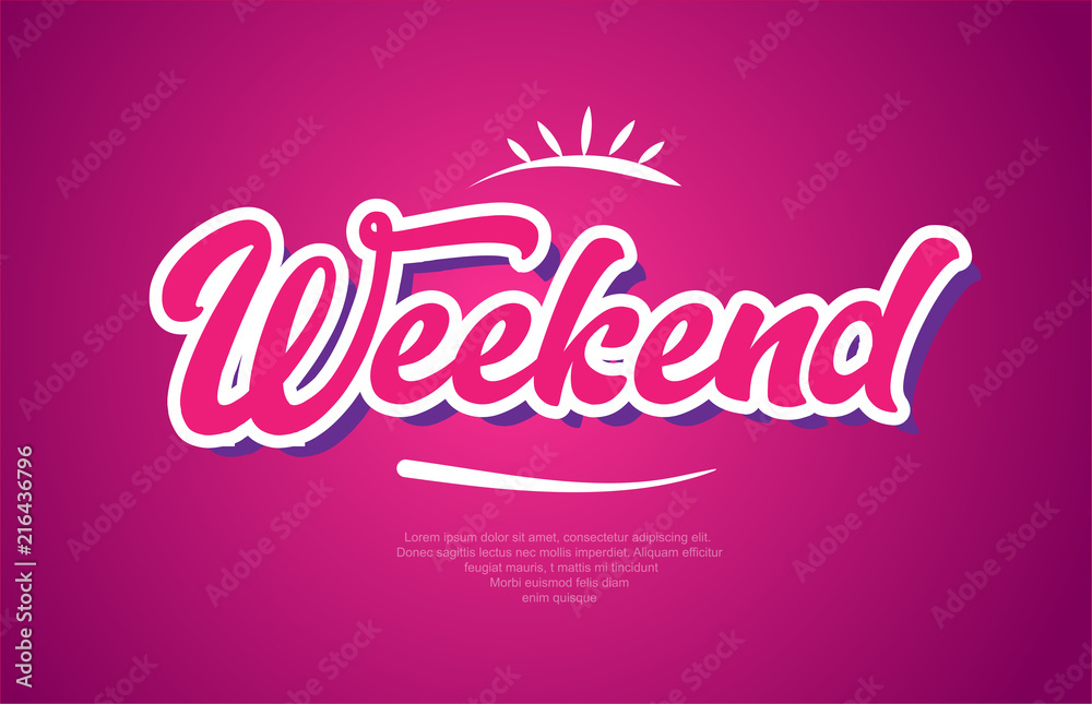 weekend word text typography pink design icon